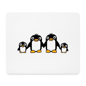 4 pingouins papa maman deux enfants bébé mains tenant - Tapis de souris (format paysage) - blanc - Devant