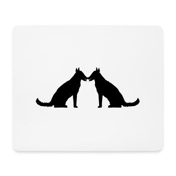 2 Hunde Liebe Herz Team Sitzen Zwei Freunde Paar - Mousepad (Querformat) - Weiß - Vorne