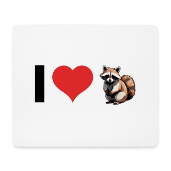 I love Raccoons - Cute Pet Sticker - Mousepad (Querformat) - Weiß - Vorne