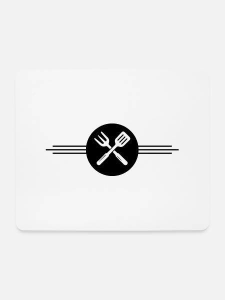 Grill Besteck Symbol - Mousepad (Querformat) - Weiß