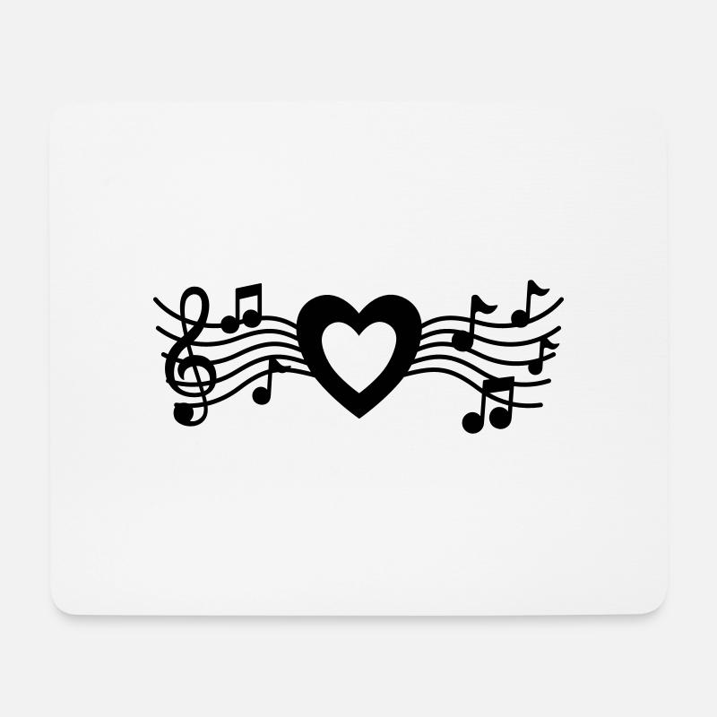 Musik-Herz - Mousepad (Querformat) - Weiß
