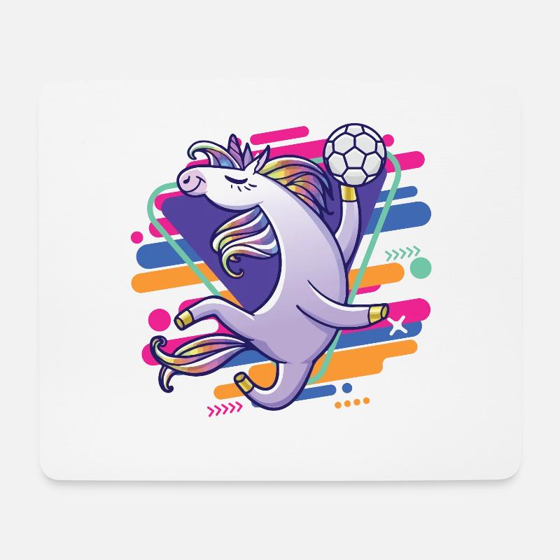 lustiger cooler handballspielende einhorn - Mousepad (Querformat) - Weiß