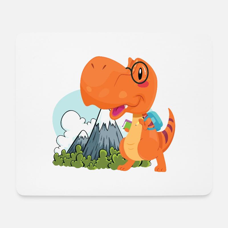 cooler lustiger nerd Dino - Mousepad (Querformat) - Weiß