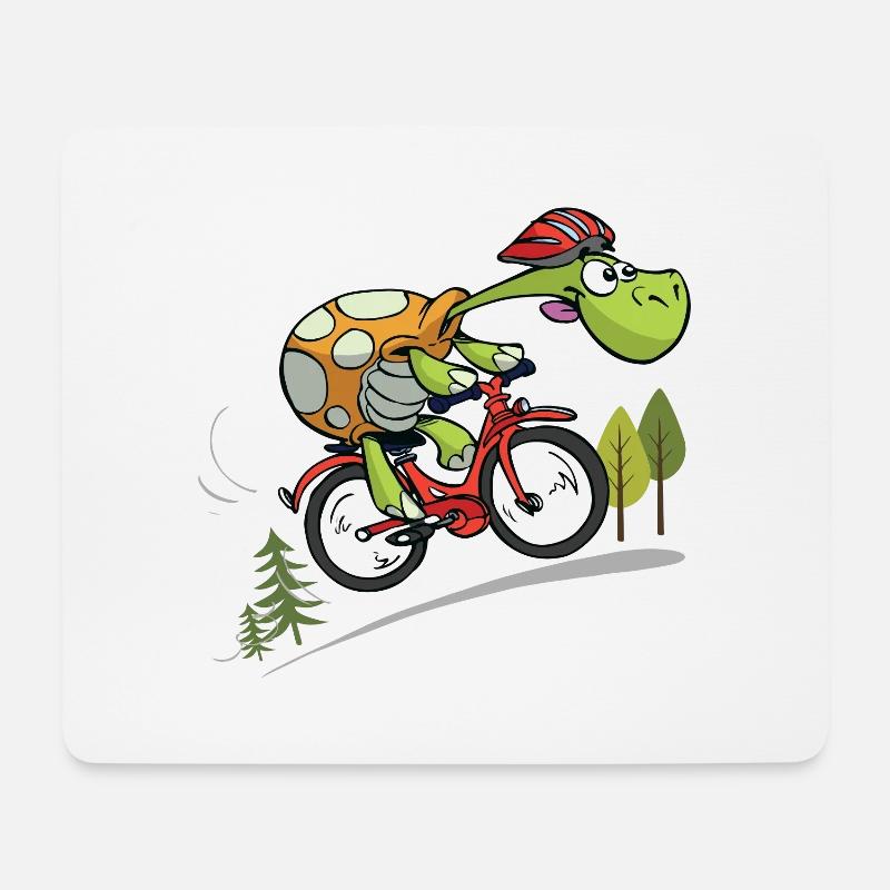 coole Schildkröte auf dem Fahrrad - Mousepad (Querformat) - Weiß