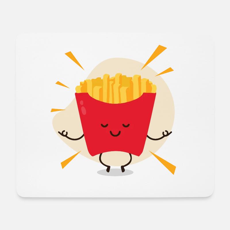 lässig lustig yoga pommes - Mousepad (Querformat) - Weiß