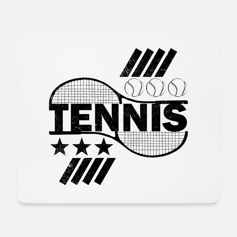 Tennis Schriftzug Tennisschläger Motiv Geschenk - Mousepad (Querformat) - Weiß