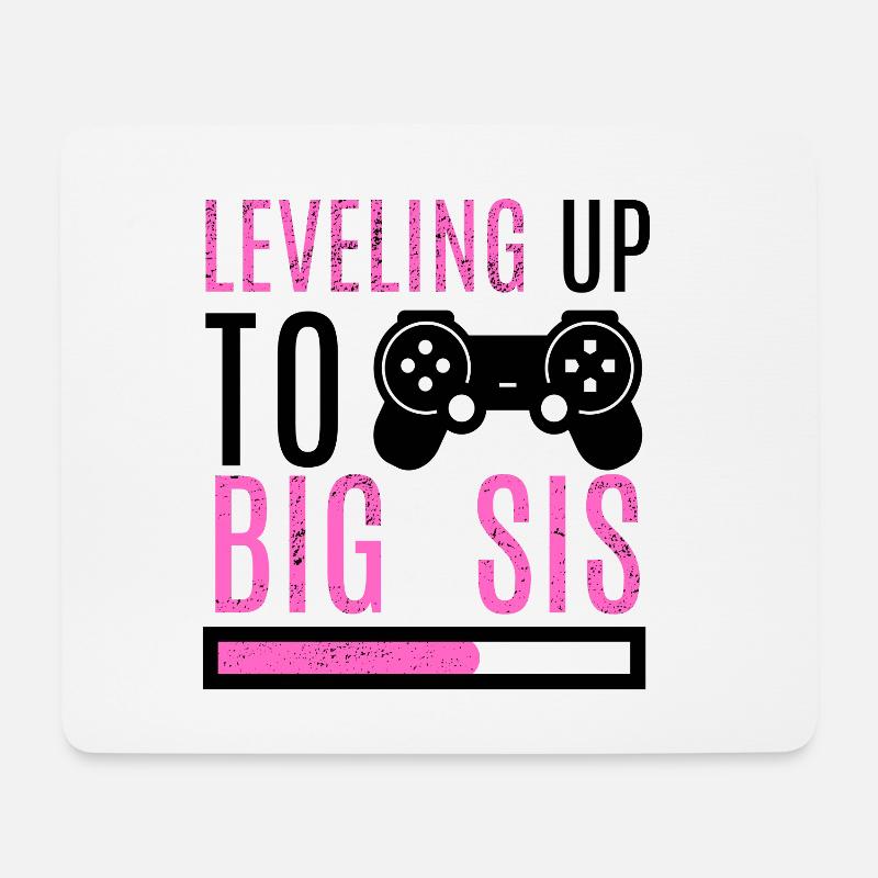 Große Schwester Level Gaming Familie Geschwister - Mousepad (Querformat) - Weiß