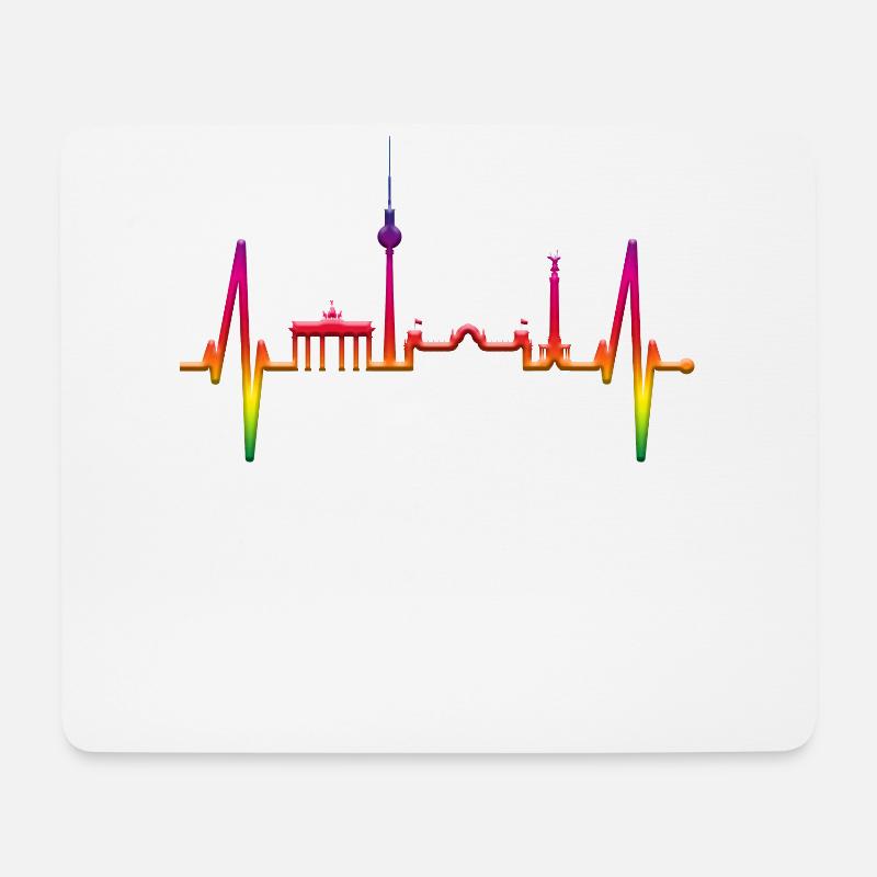 Berlin Herzschlag LGBT Berliner Regenbogen Queer - Mousepad (Querformat) - Weiß