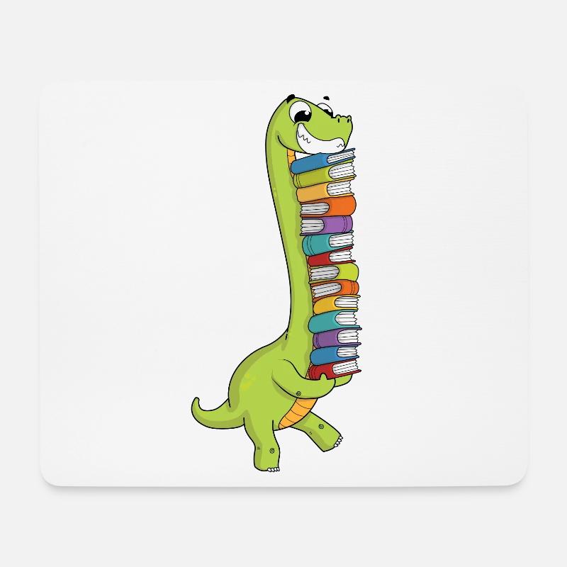 Dinosaurier Dino Buch Lesen Bücherwurm Bücher - Mousepad (Querformat) - Weiß