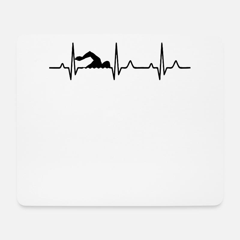 Herzschlag Schwimmen - Mousepad (Querformat) - Weiß