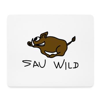 Sau wild / lustiges Tshirt für Jäger / Sau läuft - Mousepad (Querformat) - Weiß - Vorne