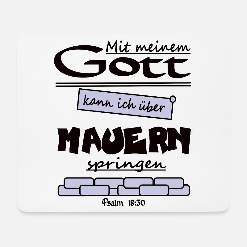 Mit meinem Gott kann ich über Mauern - Mousepad (Querformat) - Weiß