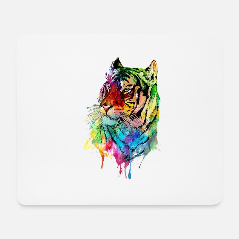 Tiger Aquarell Großkatze Raubkatze Geschenk - Mousepad (Querformat) - Weiß