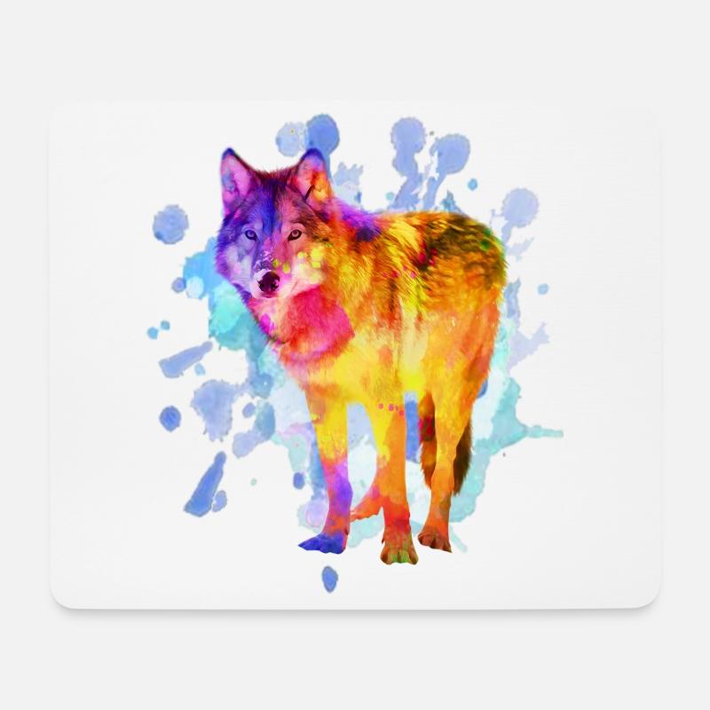 Wolf Hundefamilie Aquarell Bunt Geschenk - Mousepad (Querformat) - Weiß