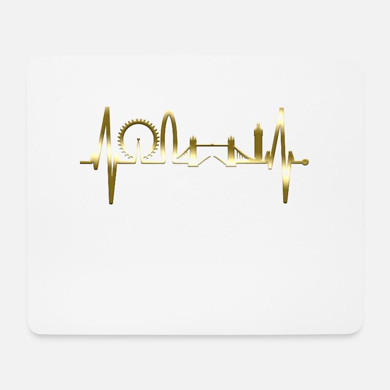 London Skyline Herzschlag England Gold Vergoldet - Mousepad (Querformat) - Weiß