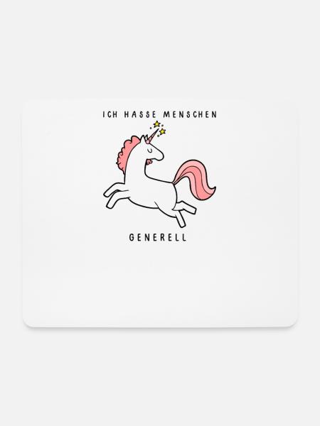 Einhorn Ich Hasse Menschen Generell Menschenhasser - Mousepad (Querformat) - Weiß
