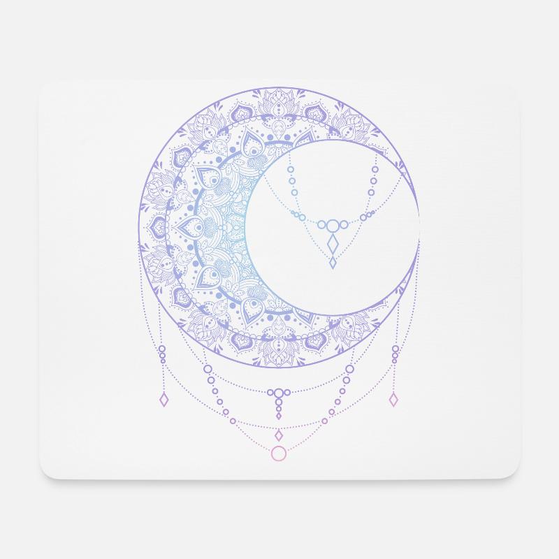 Spirituelles Mond Mandala indisch lebendige Farben - Mousepad (Querformat) - Weiß