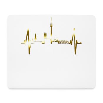 München Skyline Herzschlag Bayern Munich Fan Gold - Mousepad (Querformat) - Weiß - Vorne