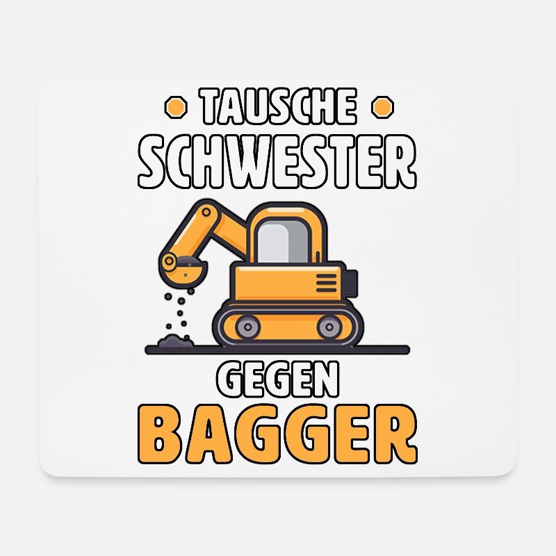 Tausche Schwester Gegen Bagger Kinder Mit Bagger - Mousepad (Querformat) - Weiß