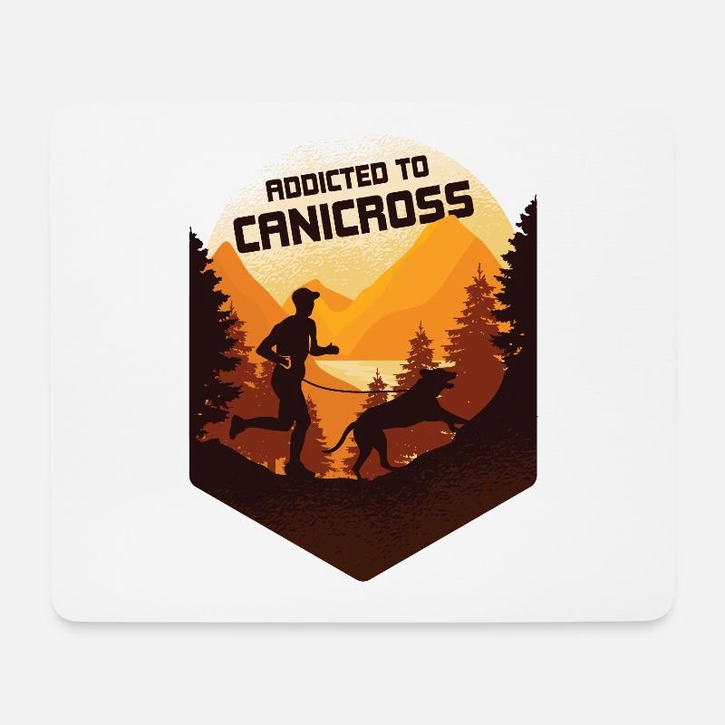 Addicted to Canicross, Geländelauf mit Hund - Mousepad (Querformat) - Weiß