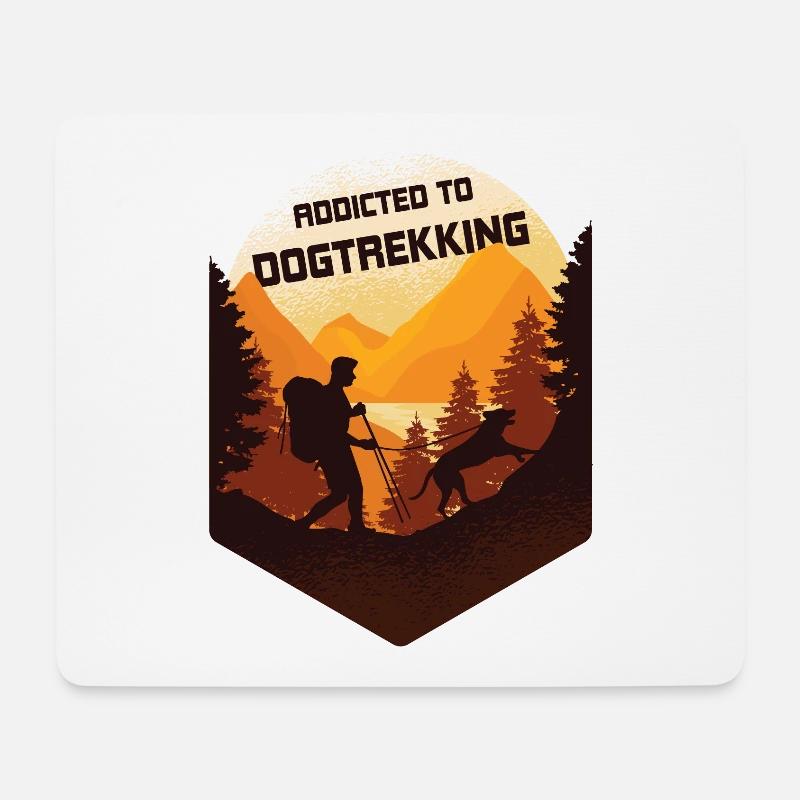 Addicted to Dogtrekking, Wandern mit Hund - Mousepad (Querformat) - Weiß