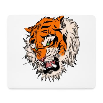 Dessin de conception de tatouage de tigre japonais de chat - Tapis de souris (format paysage) - blanc - Devant