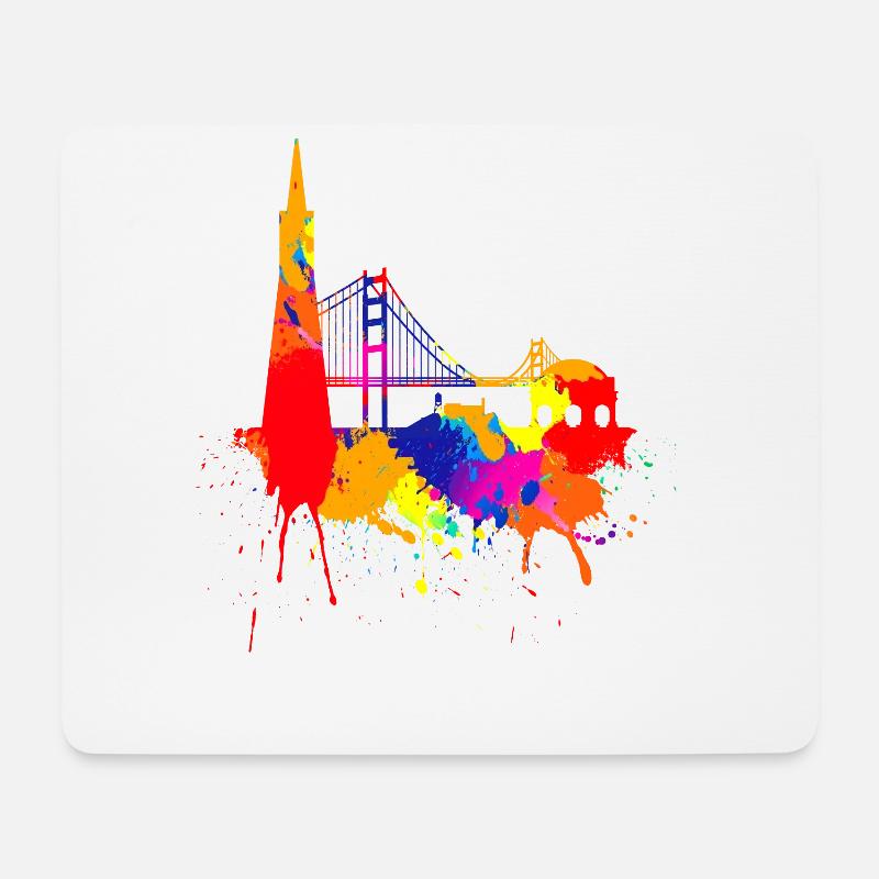 San Francisco Skyline Bunte Farben Malerei Love SF - Mousepad (Querformat) - Weiß