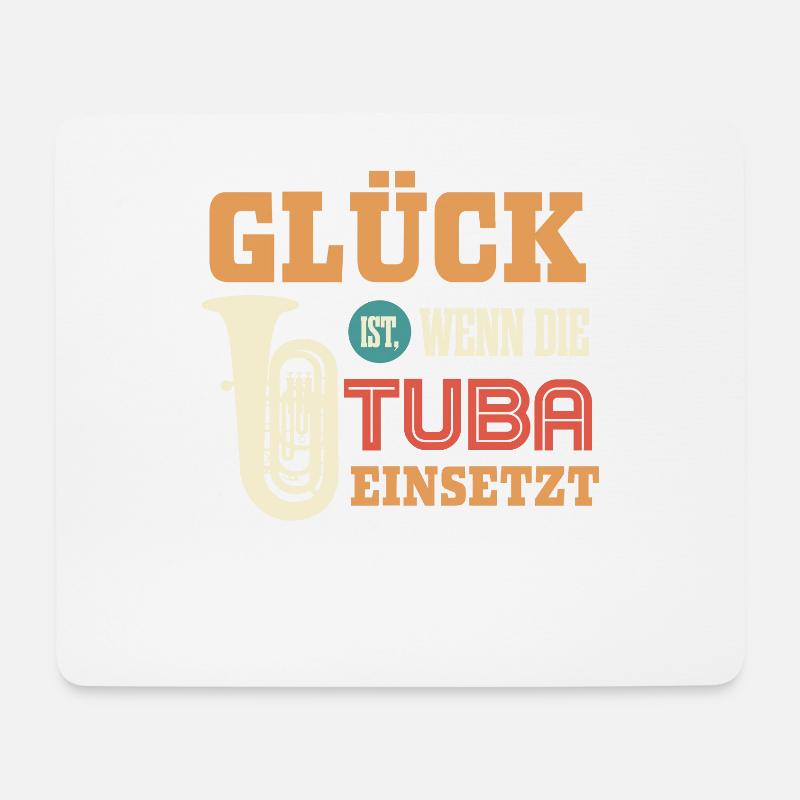 Tuba Geschenk, Glück ist, wenn die Tuba einsetzt - Mousepad (Querformat) - Weiß