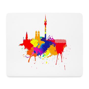 Munich Skyline Colorful Colors Painting Bavaria Fan - Mouse Pad (horizontal) - white - Front