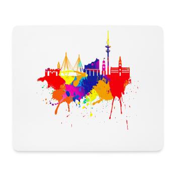Hambourg Skyline Couleurs Colorées Peinture Art Perle - Tapis de souris (format paysage) - blanc - Devant