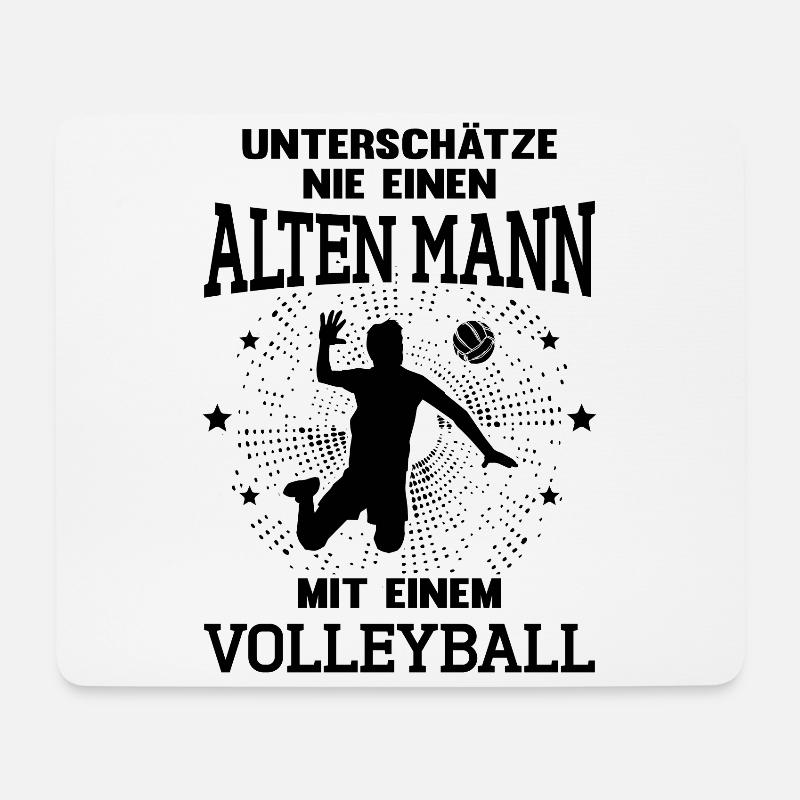 Alter Mann mit einem Volleyball Trainer Volleyball - Mousepad (Querformat) - Weiß