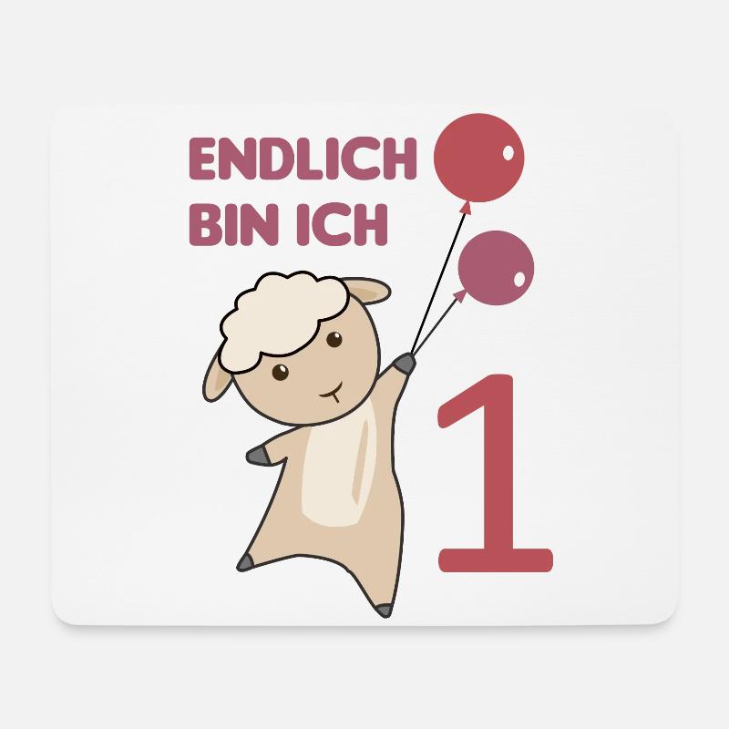 Endlich 1 Schaf rote Luftballons süße Tiere Baby - Mousepad (Querformat) - Weiß
