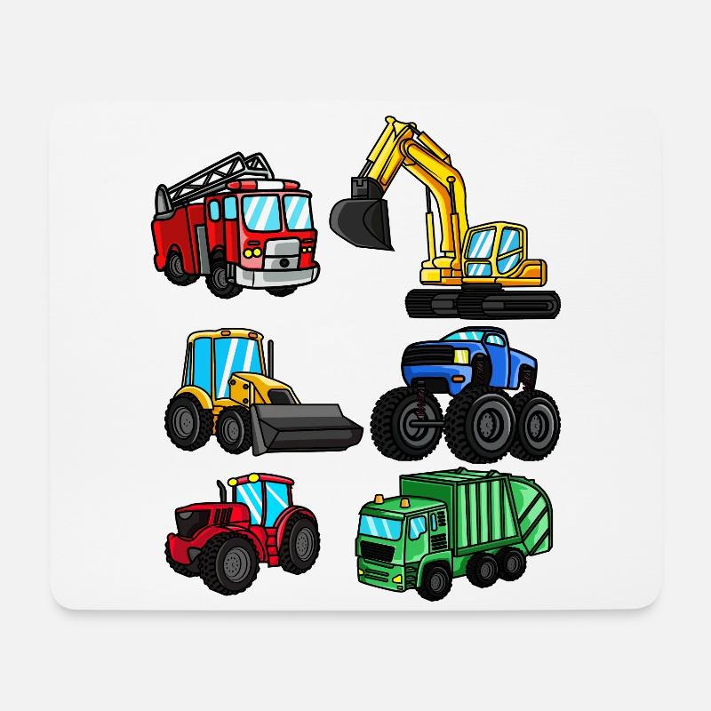 Bagger Feuerwehr Traktor Fahrzeuge Kinder Geschenk - Mousepad (Querformat) - Weiß