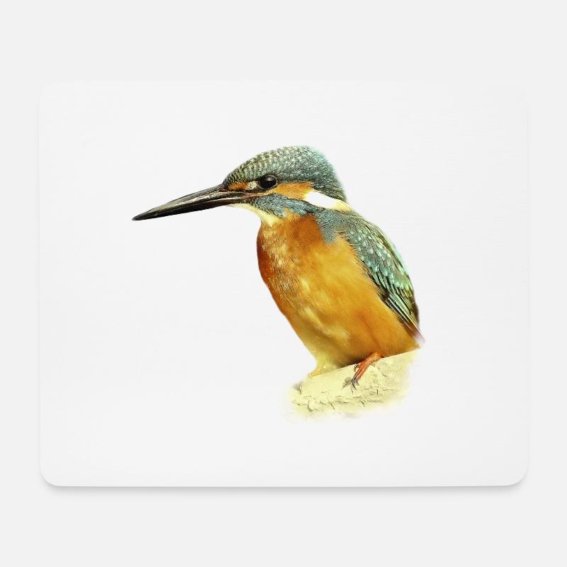 Kingfisher design illustration gift - Mouse Pad (horizontal) - white