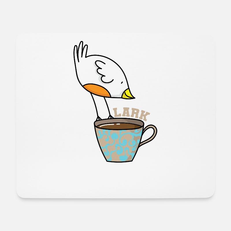 Lerche Schlaftyp Frühaufsteher Vogel mit Kaffee - Mousepad (Querformat) - Weiß