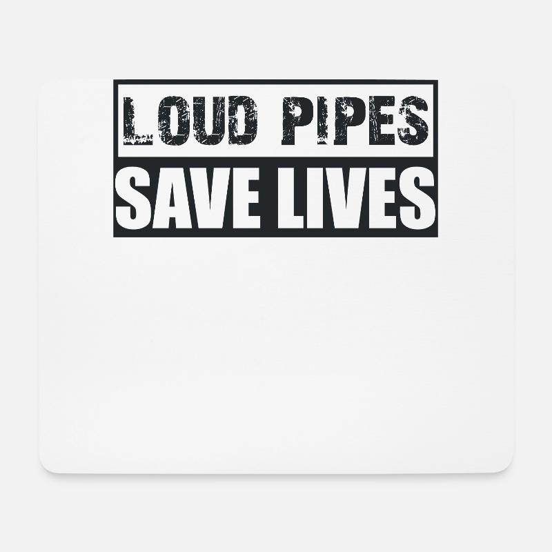 Tuning Loud Pipes save lives Motorrad Biker Turbo - Mousepad (Querformat) - Weiß