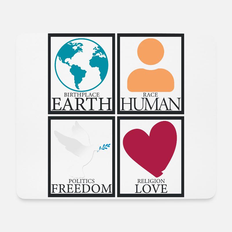 Geburtsort Erde Mensch Freiheit Liebe Frieden - Mousepad (Querformat) - Weiß