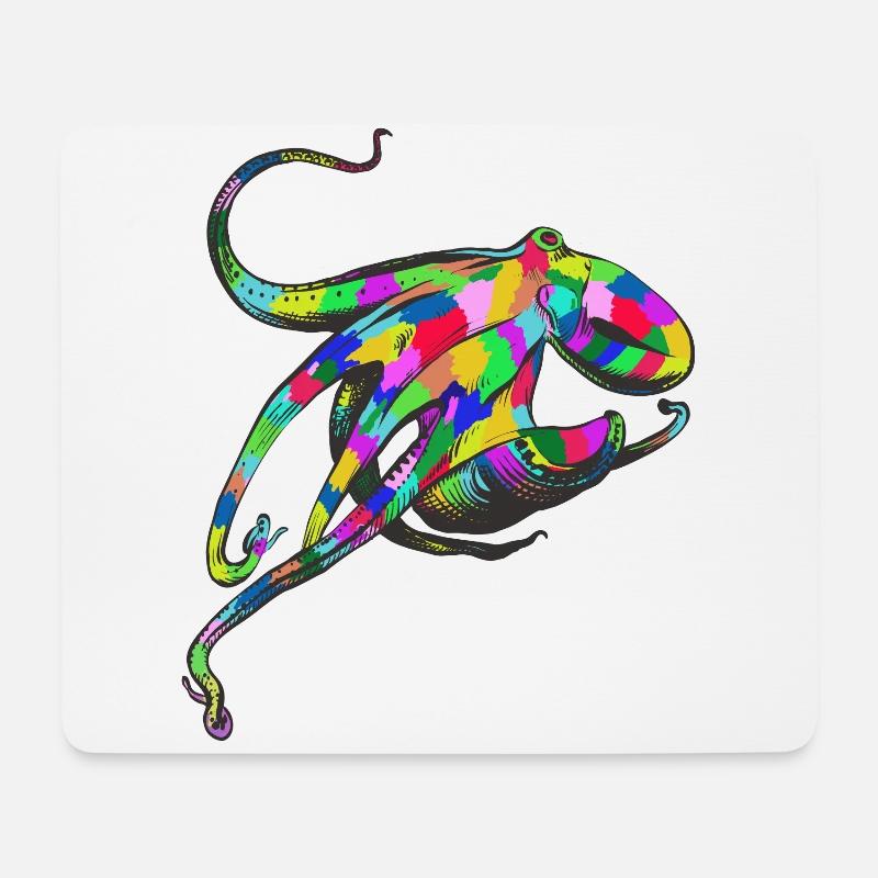Krake Bunter Oktopus Ozean Meer Tintenfisch Tinte - Mousepad (Querformat) - Weiß