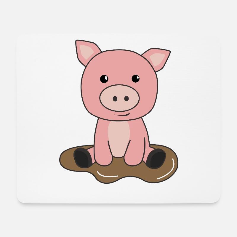 Schwein Schweinchen Ferkel Schlammpfutze Schlamm - Mousepad (Querformat) - Weiß