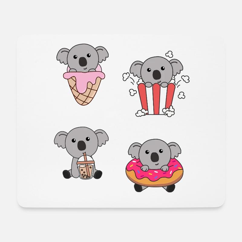 Koala mit Süßigkeiten Kawaii Koalas mit Essen - Mousepad (Querformat) - Weiß
