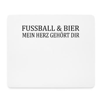 Fußball und Bier Mein Herz Gehört Dir - Mousepad (Querformat) - Weiß - Vorne