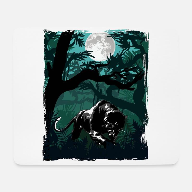 Schwarzer Panther im Dschungel - Mousepad (Querformat) - Weiß