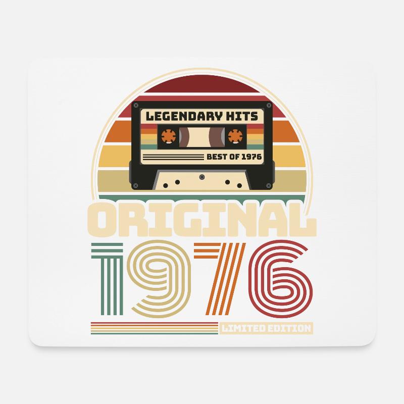 Retro Vintage Kassette Geburtstag Jahrgang 1976 - Mousepad (Querformat) - Weiß