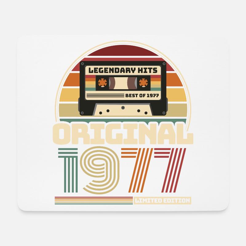 Retro Vintage Kassette Geburtstag Jahrgang 1977 - Mousepad (Querformat) - Weiß