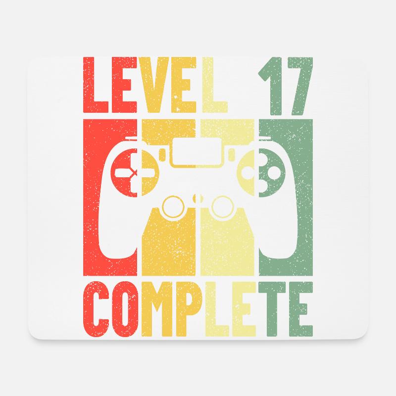 Geburtstag Gaming Gamer Zocker Level 17 Complete - Mousepad (Querformat) - Weiß