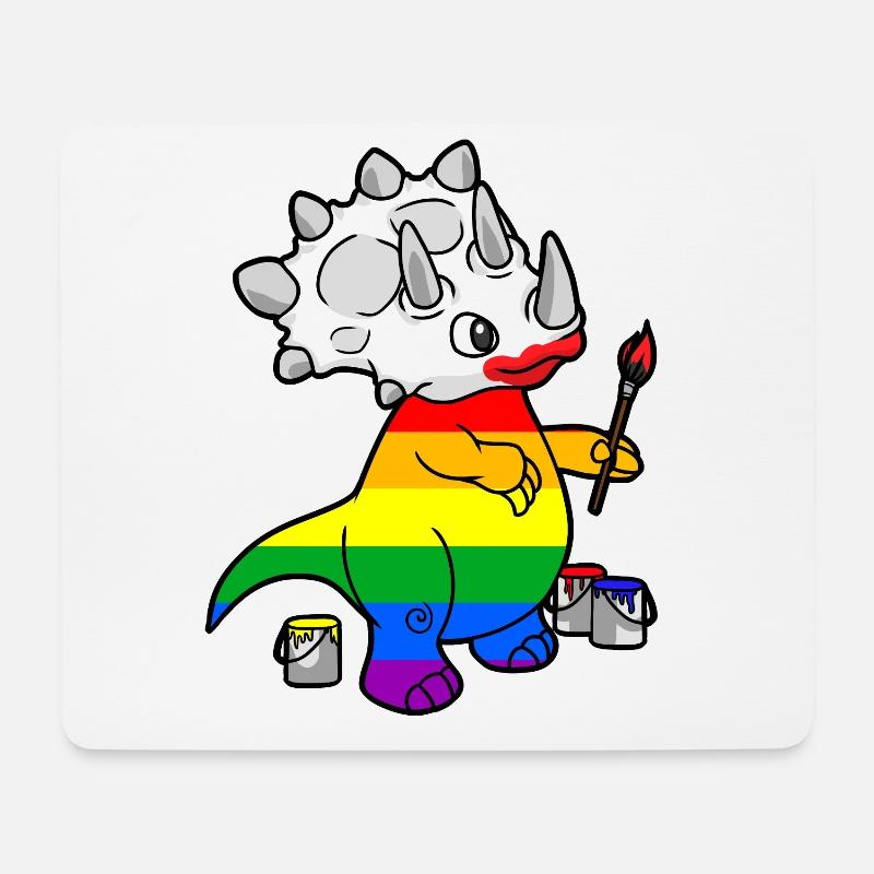 Triceratops LGBT Regenbogen - Mousepad (Querformat) - Weiß