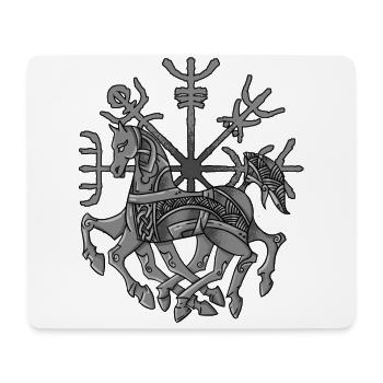Wikinger Odin Pferd Sleipnir mit Kompass Vegvisir - Mousepad (Querformat) - Weiß - Vorne