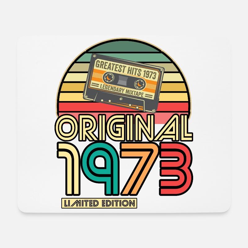 Cassette Tape Retro Vintage 1973 geboren Jahr 1973 - Mousepad (Querformat) - Weiß