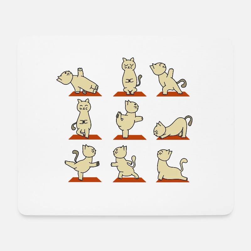 Yoga Katzen in allen Stellungen Geschenkidee - Mousepad (Querformat) - Weiß