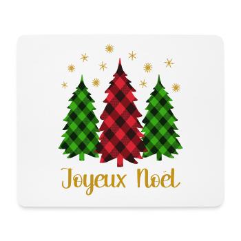 Joyeux Noël Französischer Satz mit Weihnachtsbäumen - Mousepad (Querformat) - Weiß - Vorne